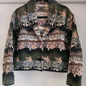 Women's PS TanTrums Southwestern Cowgirl Long Sleeve Tapestry Jacket Vtg